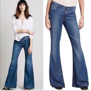 Free People Flare Chambray Jeans sz 26